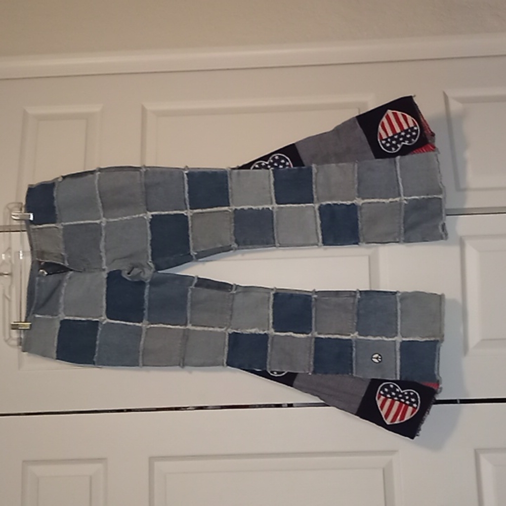 Vintage Zana Di patchwork patriotic bell bottoms jean